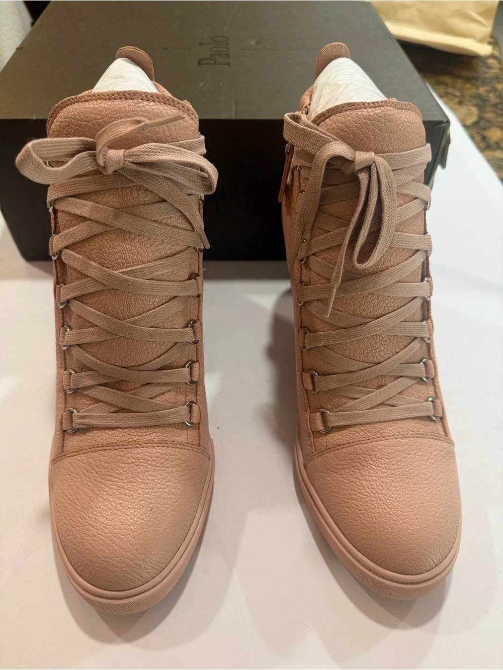 Paolo Blush Pink Wedge High-Top Sneakers